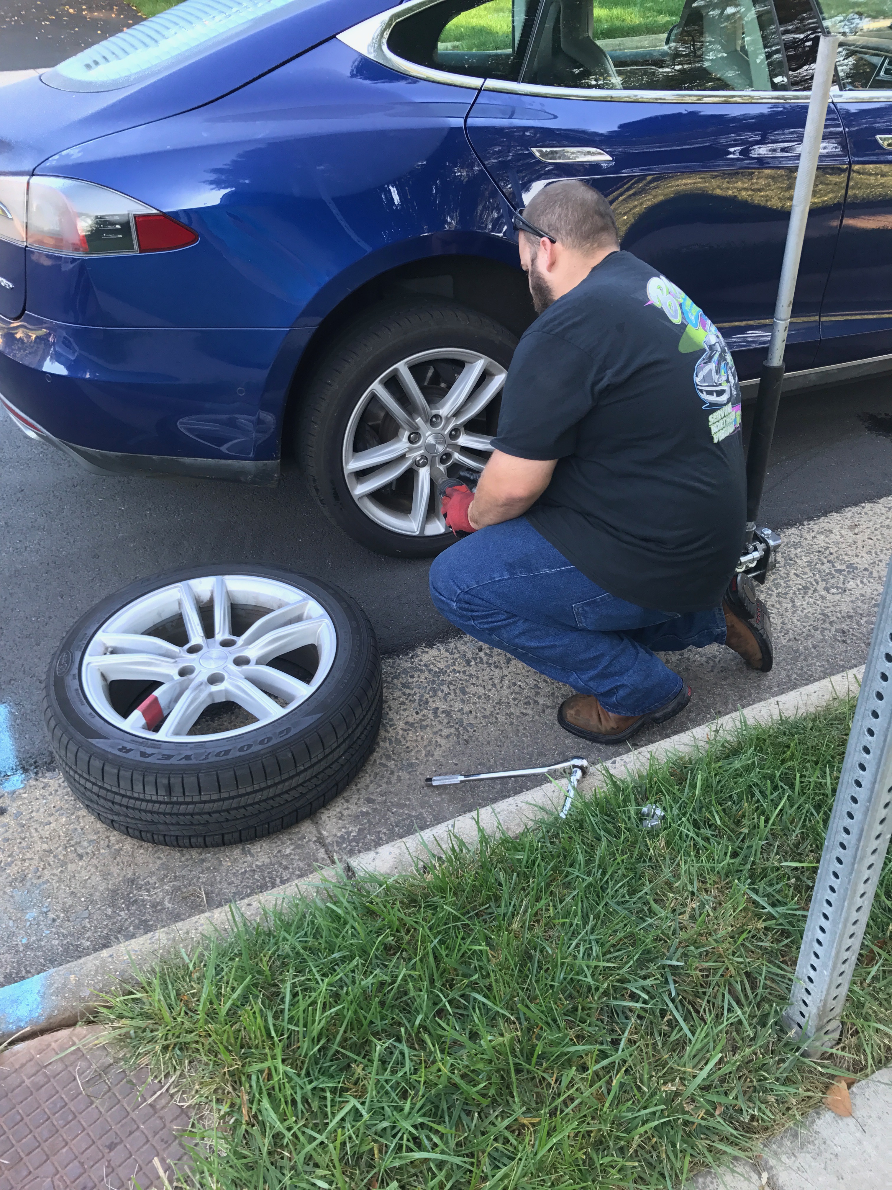 the tesla flat tire process